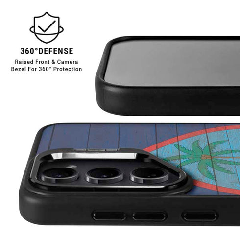Guam Flag Dark Wood Galaxy S24 Ultra Kickstand Case